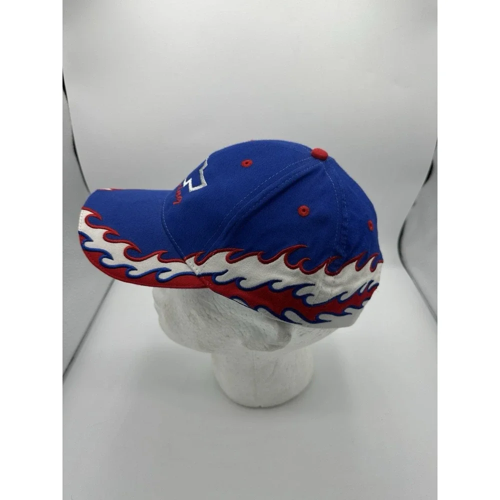 Vintage Chevy Racing Flame Hat Blue Red Strapback OTTO Cap Y2K USA Style Rare